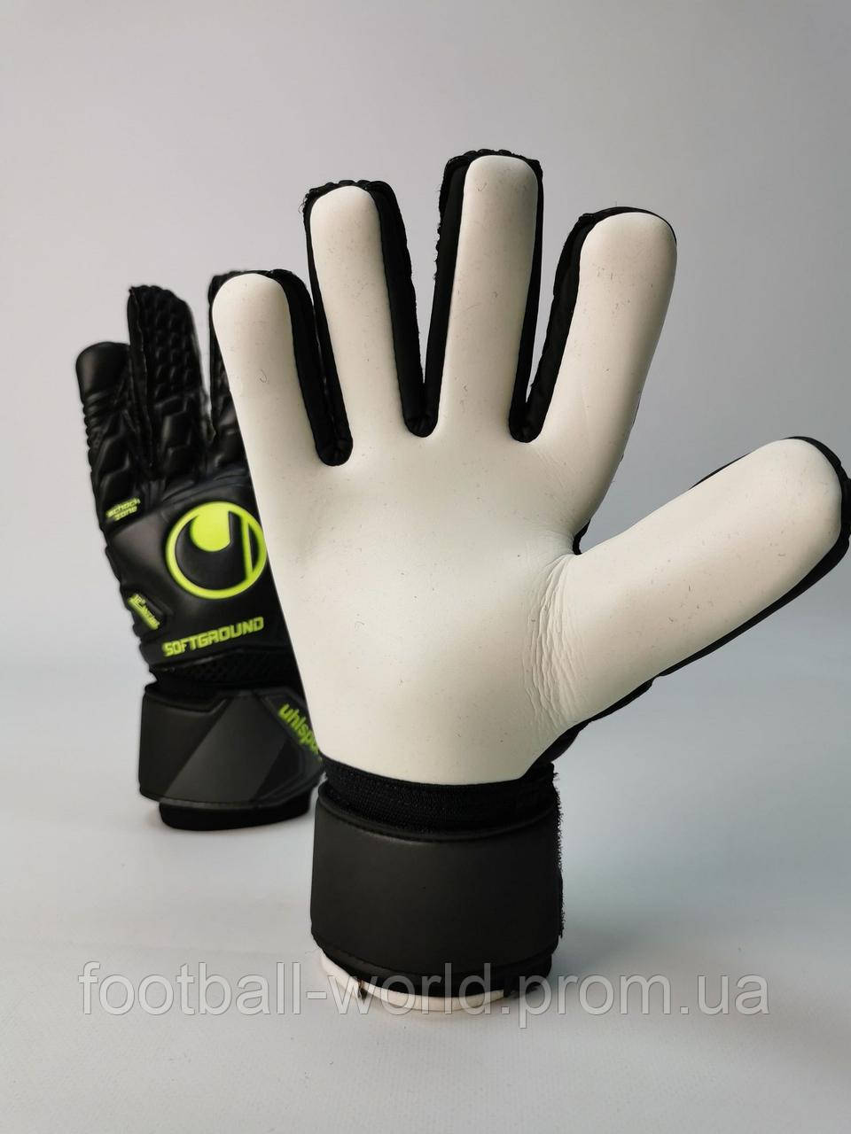Вратарские перчатки Uhlsport SOFT HN COMP #305 черно-желтые 1011155 02 2020 - фото 2 - id-p1951081050