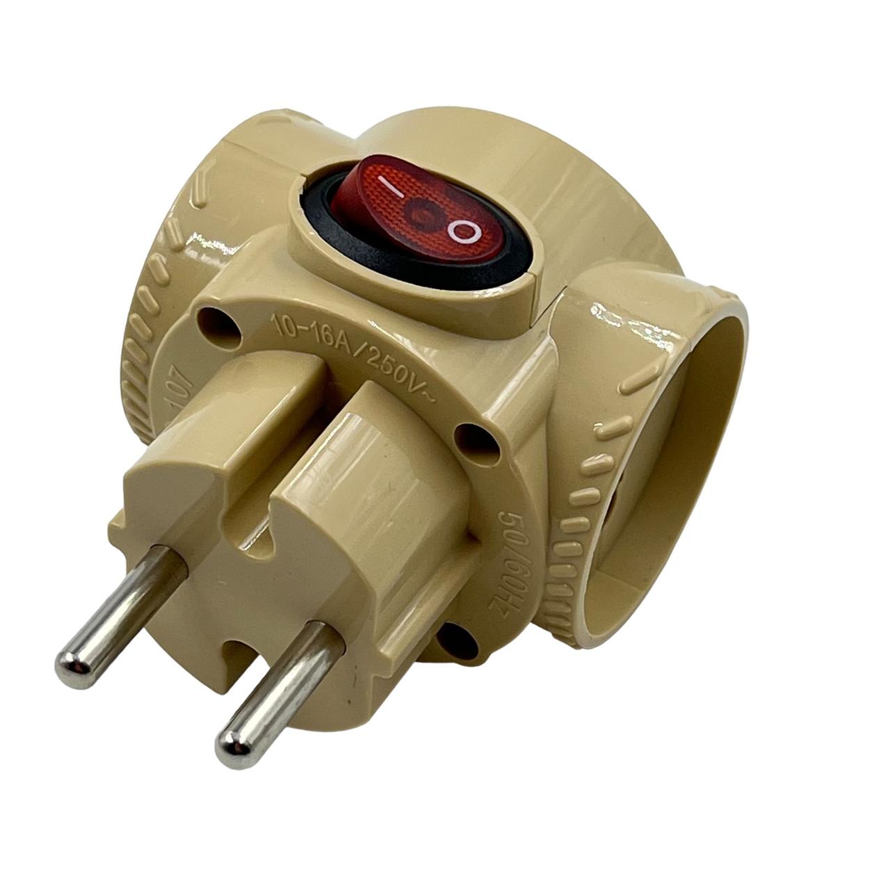 Купить Переходник сетевой с кнопкой №107 (3гн.) в ассорт. оптом и в ...