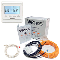Нагрівальний кабель Woks – 18 160 Вт ( 8 м.) з терморегулятором Е51