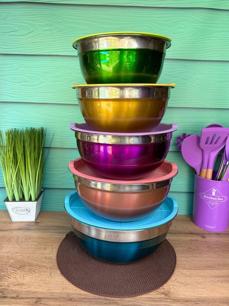 Набір салатниць Salad Bowl 5 шт. із кришками, фото 1