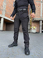 Тактические осенние штаны полиция soft shell Военные брюки софтшелл на флисе черные