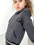 Теплий спортивний костюм для дівчинки М2 Сірий, 110, фото 5