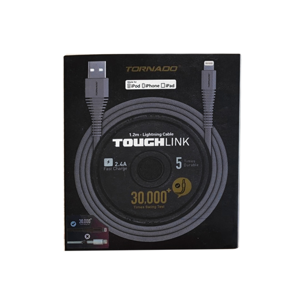 Кабель USB Lightning TORNADO ToughLink (1m / 2.4A) Black