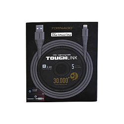 Кабель USB Lightning TORNADO ToughLink (1m / 2.4A) Black