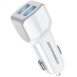 Автомобільний зарядний пристрій TORNADO L22 (2x USB / 2.4A) White