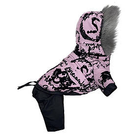 Зимовий комбінезон зі знімними штанами для собак Dogs Bomba CO-26 флок рожевий