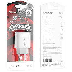 Зарядний пристрій TORNADO TD-16 (2x USB / 2.4A) White