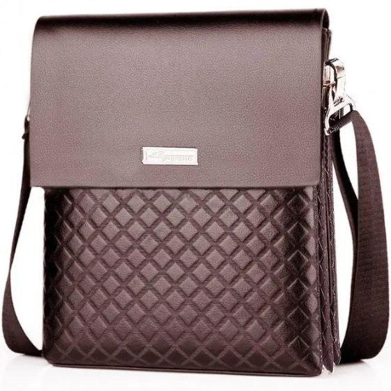 СУМКА МУЖНА ЧЕРЕЗ ПЛЕЧЕ КОРІЧНЕВА OGDEN 22.5Х27 СМ З ЕККОЖИ, фото 1