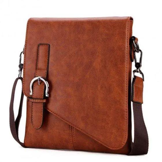 СУМКА МУЖНА ЧЕРЕЗ ПЛЕЧЕ КОРІЧНЕВА BUNDA 17х22 СМ З ЕККОЖИ, фото 1