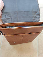 СУМКА МУЖНА ЧЕРЕЗ ПЛЕЧЕ КОРІЧНЕВА BUNDA 17х22 СМ З ЕККОЖИ, фото 3