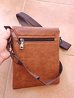 СУМКА МУЖНА ЧЕРЕЗ ПЛЕЧЕ КОРІЧНЕВА BUNDA 17х22 СМ З ЕККОЖИ, фото 4