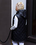 Красивий жіночий жилет із плащової тканини стьобаний на синтепоні 150 весна-осінь розміри норма та батал, фото 10