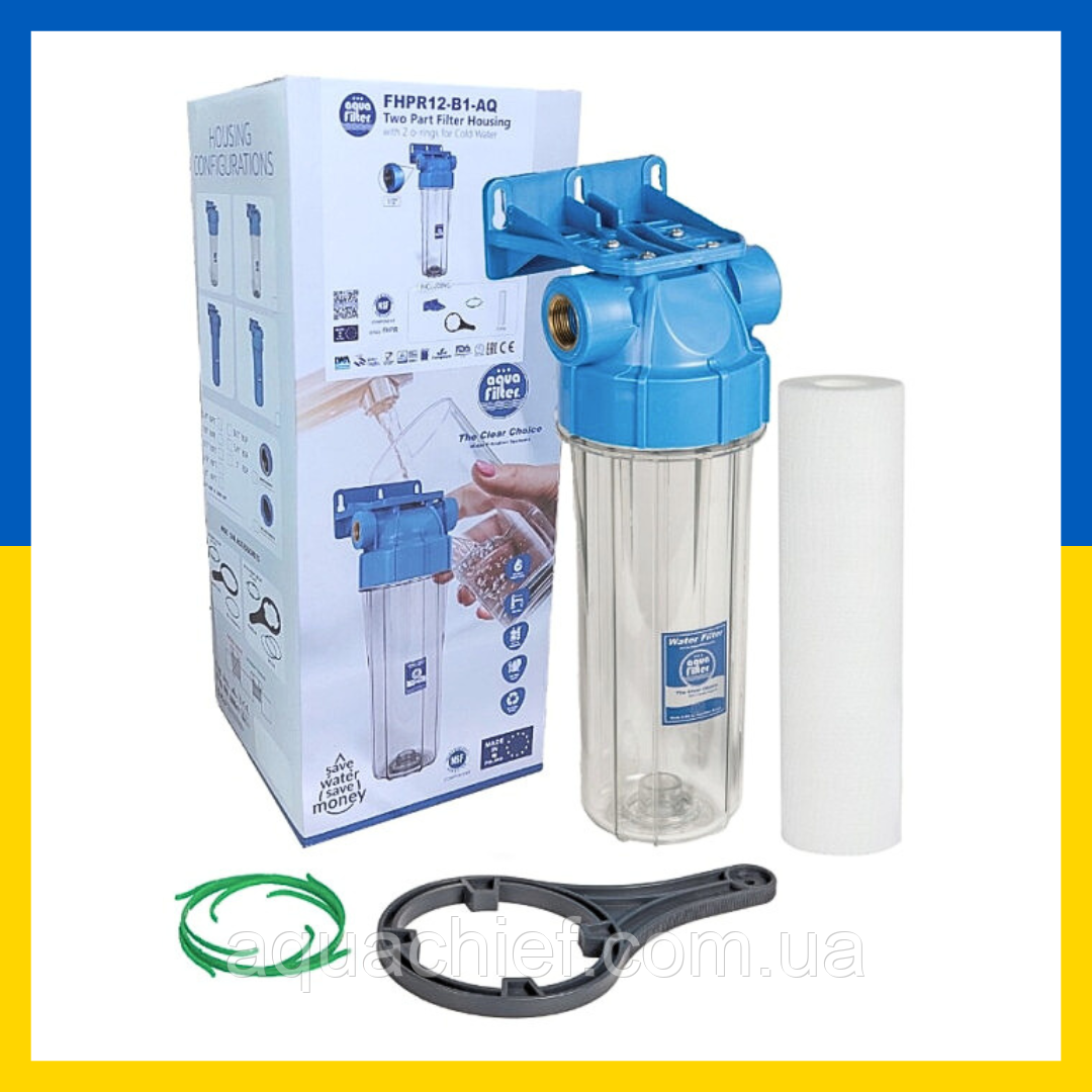 Корпус фильтра с клапаном Aquafilter FHPR12-B1-AQ, синяя крышка ...