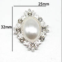 Металевий декор Перли в оправі срібній 2,5*3,2 см