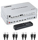 Подвійний монітор HDMI KVM Matrix 4x2 USB HDMI KVM Switcher 4 входи 2 виходи для 4 ПК Спільне використання Клавіатура Миша Підтрим, фото 2