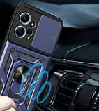 Протиударний чохол для Xiaomi Redmi Note 12 4G синій зі шторкою, ударостійкий чохол середні нот 12 4 г із кільцем, фото 5