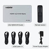 Подвійний монітор HDMI KVM Matrix 4x2 USB HDMI KVM Switcher 4 входи 2 виходи для 4 ПК Спільне використання Клавіатура Миша Підтрим, фото 6