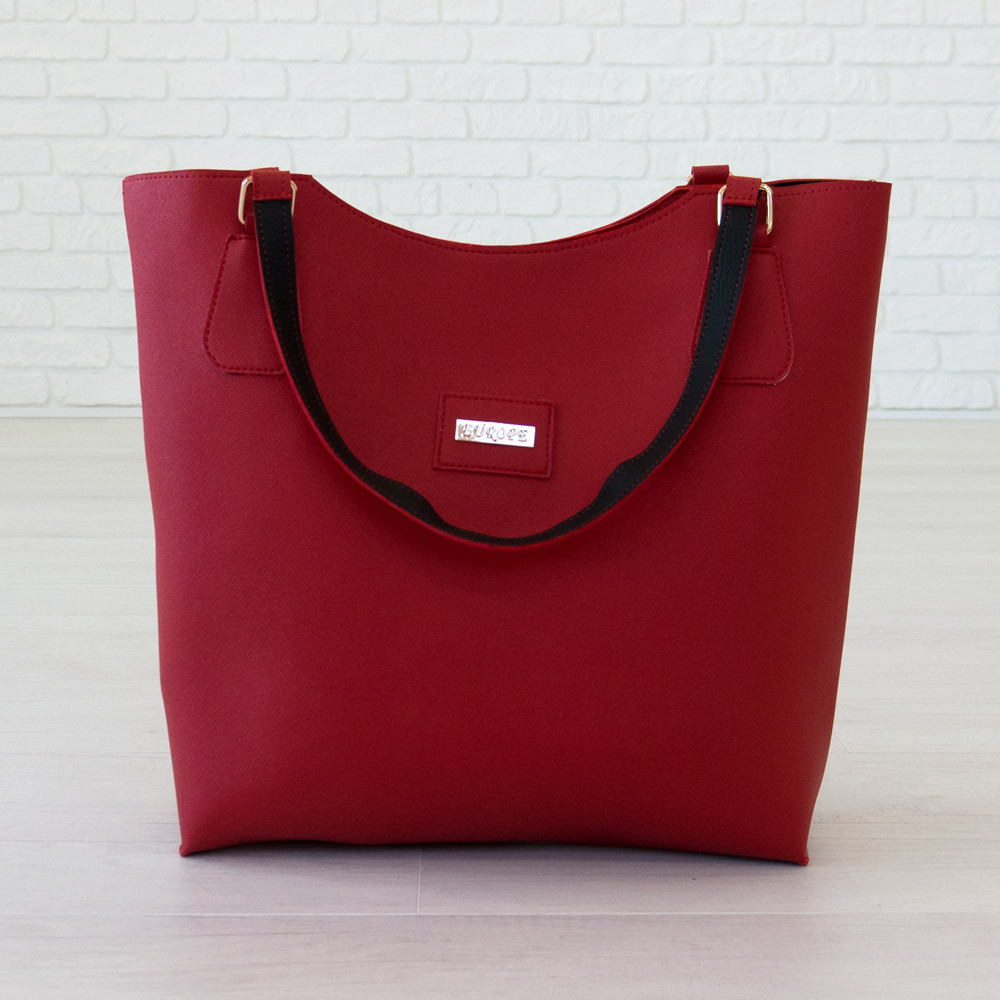 Стильна сумка шоппер з штучної шкіри на одне відділення червона повсякденна