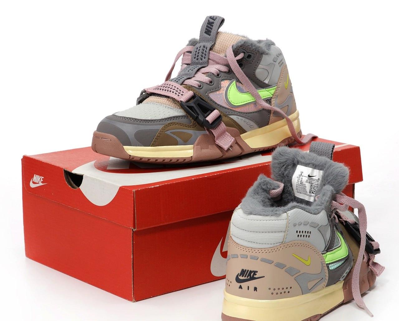 Чоловічі зимові кросівки Nike Air Trainer 1SP Winter Beige (Бежеві) Найк Аїр Трейнер текстиль тепле хутро