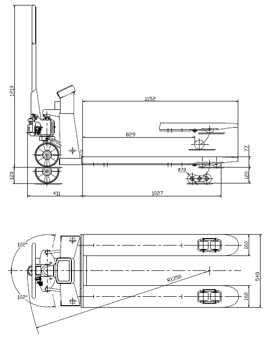 Тележка подъемная гидравлическая (Рокла) Holzmann HUB 25KG - фото 4 - id-p1951120579