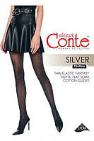 Колготки женские Conte Fantasy SILVER с сияющим ажурным рисунком «соты» 4 nero