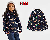 Флиска h&m теплая кофта для девочек темно синяя в собачках детская 2-4 98-104см нм оригинал англия
