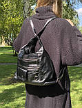 Жіноча сумка крос-боді через плече рюкзак 10187 чорна, фото 8