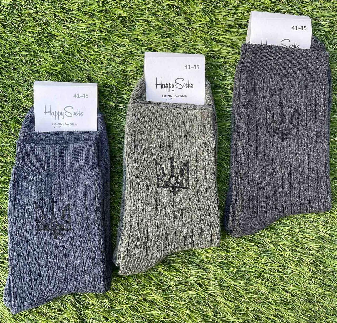 Чоловічі шкарпетки зимові махрові "Happy Socks" розмір 41-45 Мікс (від 12 пар)