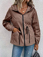 Женская удлиненная ветровка на подкладке "Lexy" оптом | Норма и батал Капучино, 46-48