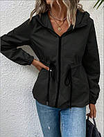 Женская удлиненная ветровка на подкладке "Lexy" оптом | Норма и батал Черный, 42-44