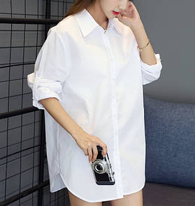 Базова подовжена біла сорочка з рукавом-трансформером