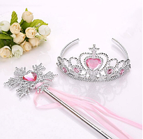 Набір аксесуарів для дівчинки принцеси рожевий — корона-діадема та чарівна паличка