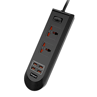 Подовжувач Remax BKL-08 2 Socket / 4 USB / Кабель 200 см Чорний