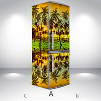 Наклейки на холодильник виниловая, пляж в майами, 180х60 см - Лицевая+Левая(А), с ламинацией