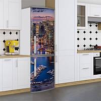 Наклейка на холодильник, небоскребы с высоты, 180х60 см - Лицевая(В), с ламинацией