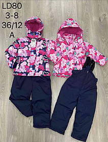 Комбінезон для дівчинки на флісі оптом (куртка +комбінезон), S&D, 3-8 років, арт. LD-80