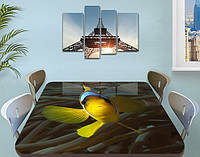 Виниловая наклейка на стол Желтая Рыба Тропическая декоративная пленка ламинация аквариум, желтый 60 х 100 см