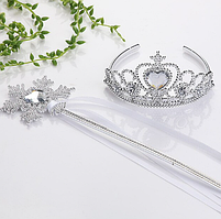 Набір аксесуарів для дівчинки принцеси - паличка, корона-діадема, сріблясті