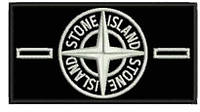 Нашивка Патч Stone Island Стон Айленд c петлями 95х50 мм черно белый