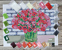 НИК-1420 Красные тюльпаны, набор для вышивки бисером картины