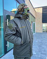 Бушлат олива зимний саржа военный тактический теплый синтепон, Куртка зимняя армейская влагозащитная 50