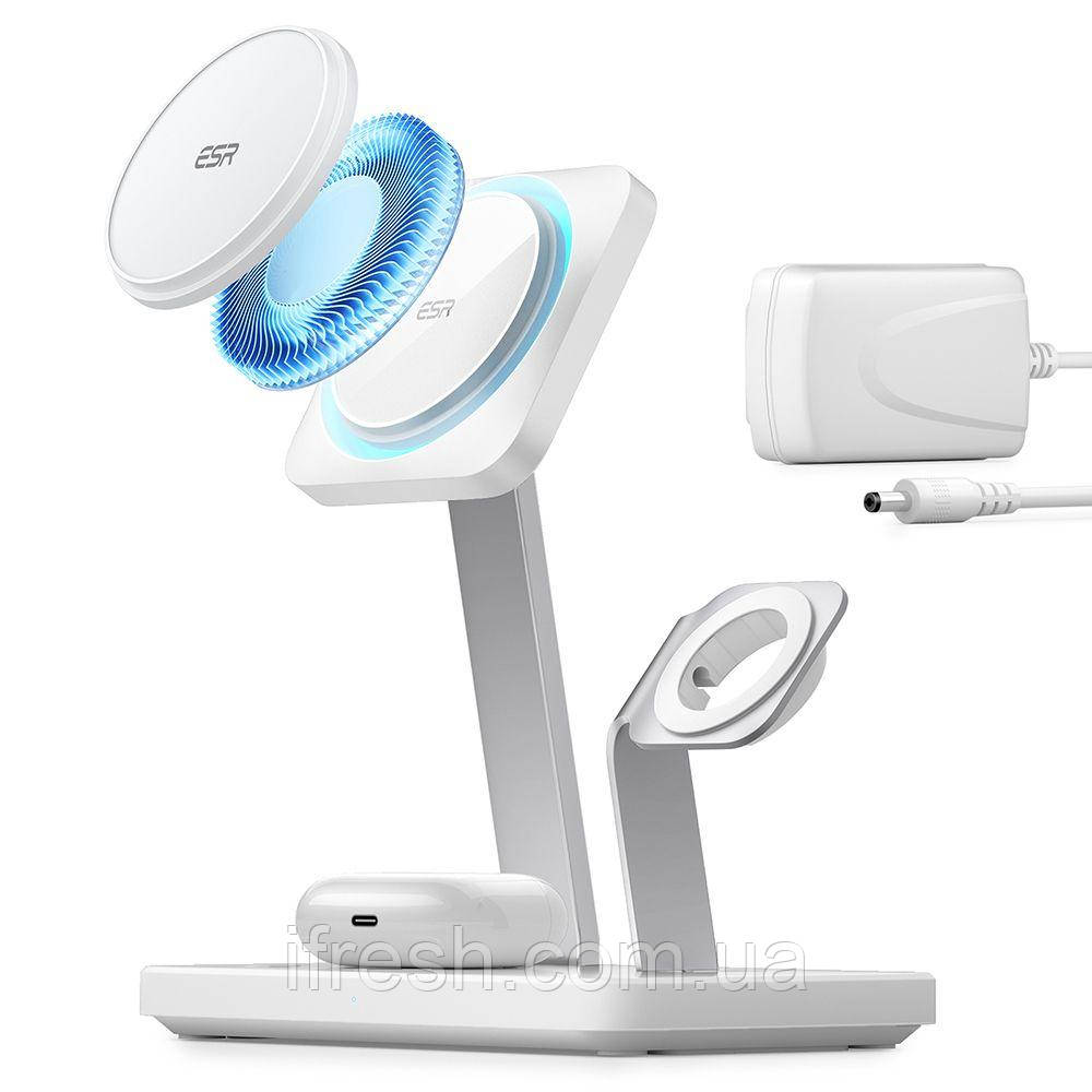 Док-станція ESR Halolock 3in1 Cryoboost MagSafe Magnetic Wireless Charger Arctic, White (4894240132647)