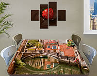Виниловая наклейка на стол Особняк в Венеции самоклеющаяся двойная пленка декор, коричневый 60 х 100 см