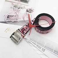 Ремень Пояс Off White Original Belt Розовый с металлической пряжкой 160 см