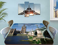 Виниловая наклейка на стол Биг Бен и Лондон самоклеющаяся декоративная пленка, серый 70 х 120 см