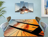 Виниловая наклейка на стол Утро на мосту Небо самоклеющаяся пленка с ламинацией, оранжевый 60 х 100 см