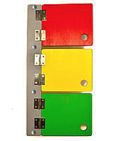Заготовка для Бизиборда Комплект Цветных Дверей СВЕТОФОР 31х16 см + Петли + Саморезы, Цветные Дверки из Фанеры