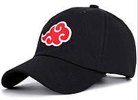 Кепка бейсболка Наруто Аниме Naruto Черная с красным Лого