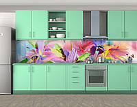 Наклейка на кухонный фартук 60 х 300 см, фотопечать с защитной ламинацией Цветы (БП-s_fl101)