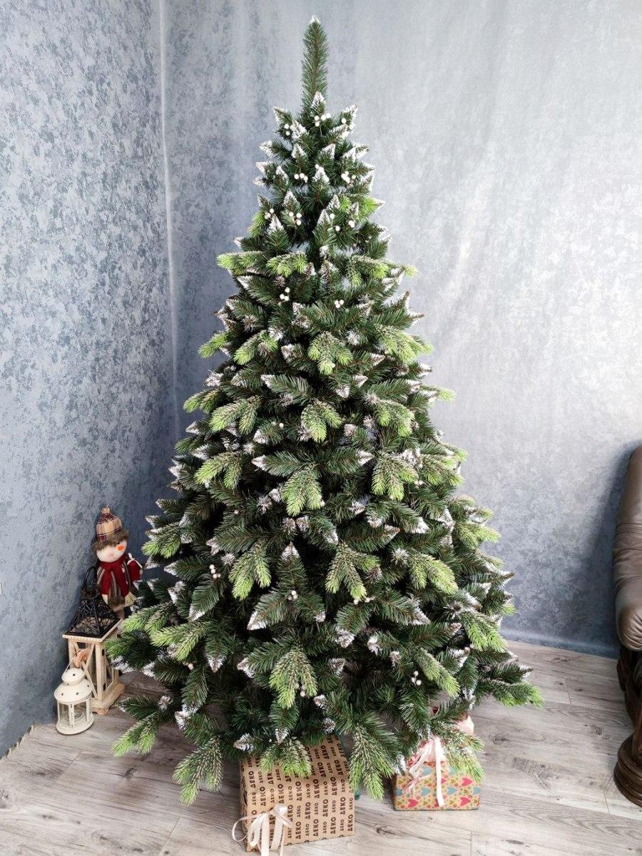 Ялинка штучна комбінована прикрашена литими засніженими гілками та калиною Діамант 1,5, фото 1